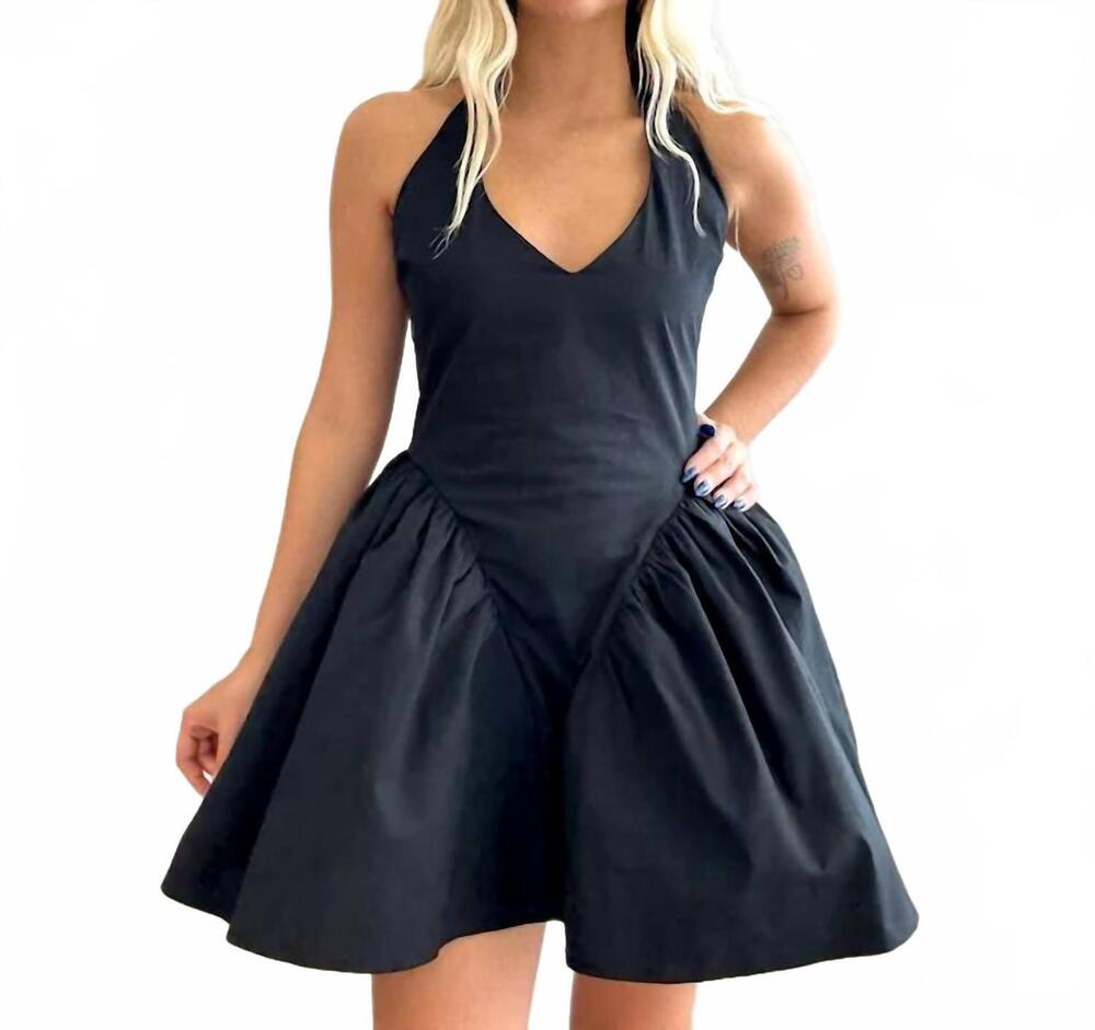 NEW BETTER BE women's backstage halter bubble dress in black